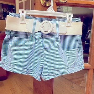 Guess pinstripe shorts with belt
